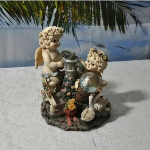 Adorable Angels in the Garden Music Box Plays 