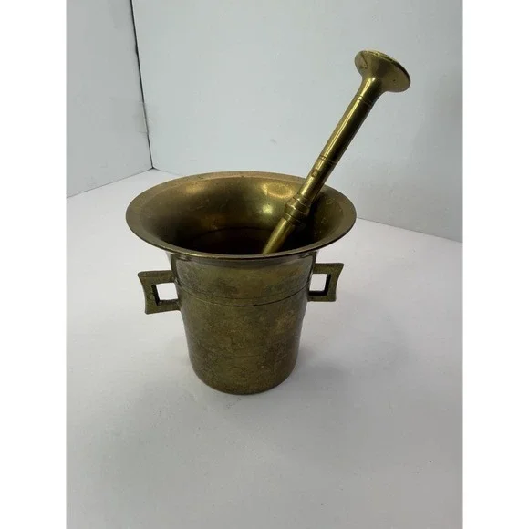 Vintage Heavy Brass Apothecary‎ Pharmacy Mortar And Pestle Pharmacy 4.5