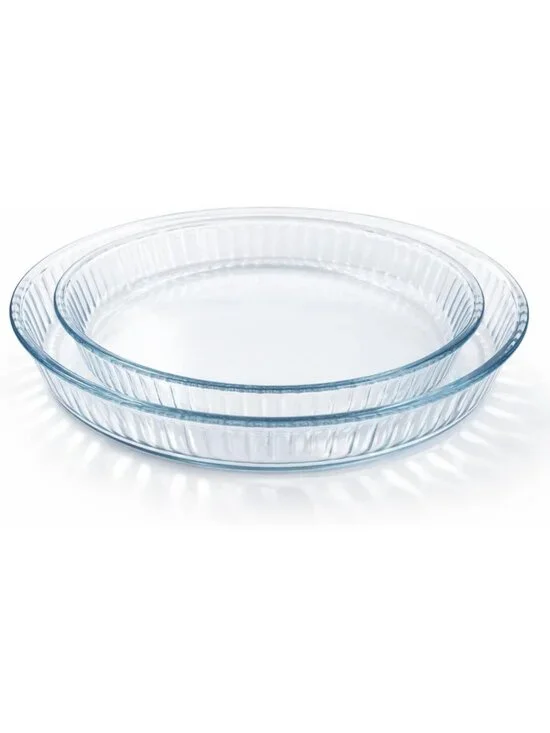 2-Piece Round Glass Baking Dishes Set - Oven Safe Casserole & Pie Pan, 12.5