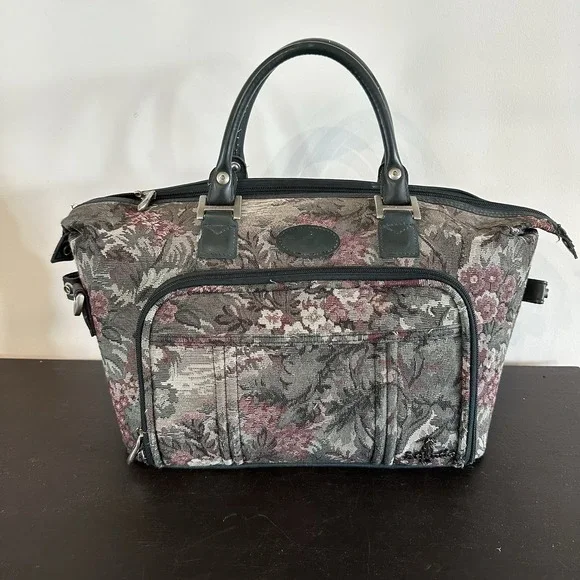 Vtg 80's Atlantic Floral Tapestry Carry On Overnight Bag Luggage Grandmillenial