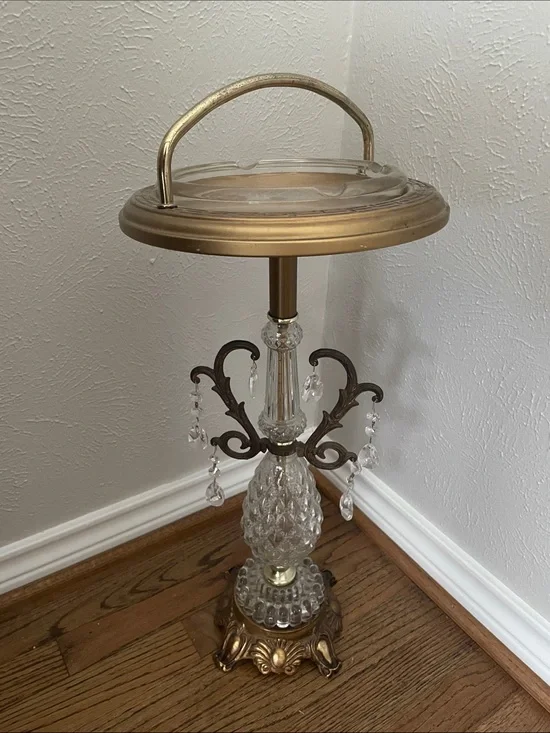 Vintage Hollywood Brass ashtray - Gold and Clear Accent