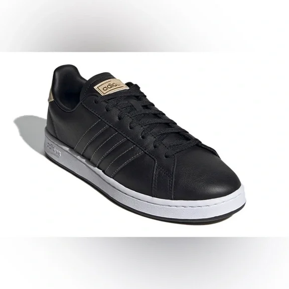 adidas Neo Grand Court Black Gold Men’s Leather Sneakers Size 9.5