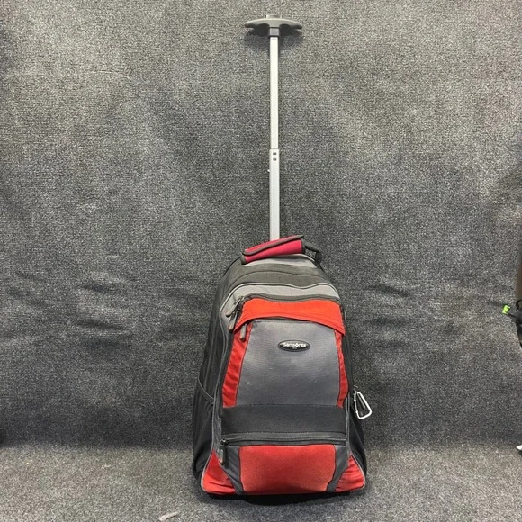 Samsonite TC-10 Black Grey Red Wheeled Rolling Backpack‎ Travel Laptop Bag 3898
