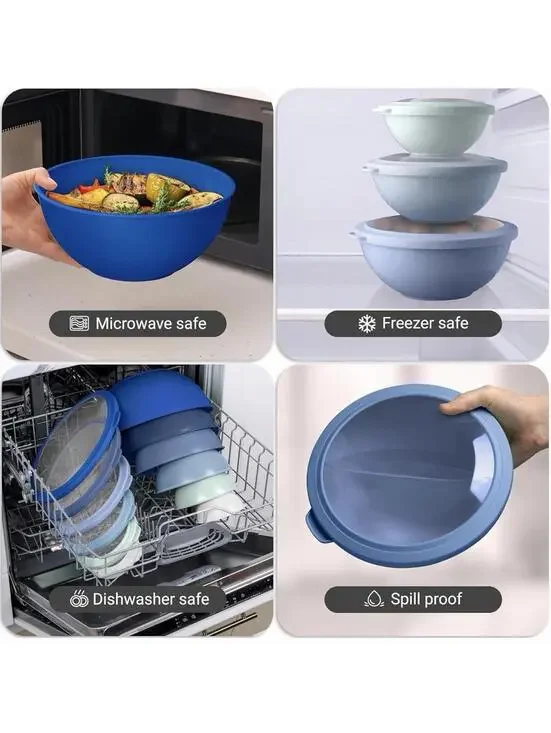 Juego De 6 Bowls Con Sus Tapas, Ideal Para Mezclar Y Guardar Productos