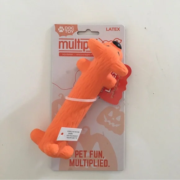6” Dog Toy Latex Squeaker Orange Dog by Multipet