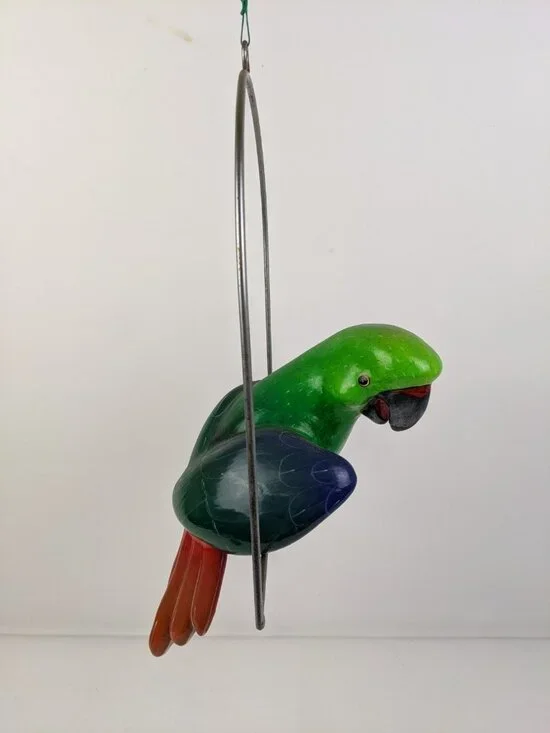 Vintage Ceramic Hand Painted Mexican Folk Art Hanging Parrot 12