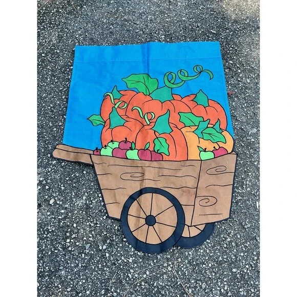 Outdoor Garden Stitch DS Flag 28x40 - Fall Halloween Pumpkins Apples Harvest
