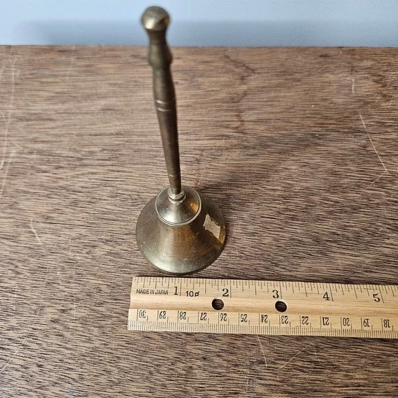 Vintage Brass‎ Hand Bell Long Handle Service Call Bell Made in India 5.5 Inch