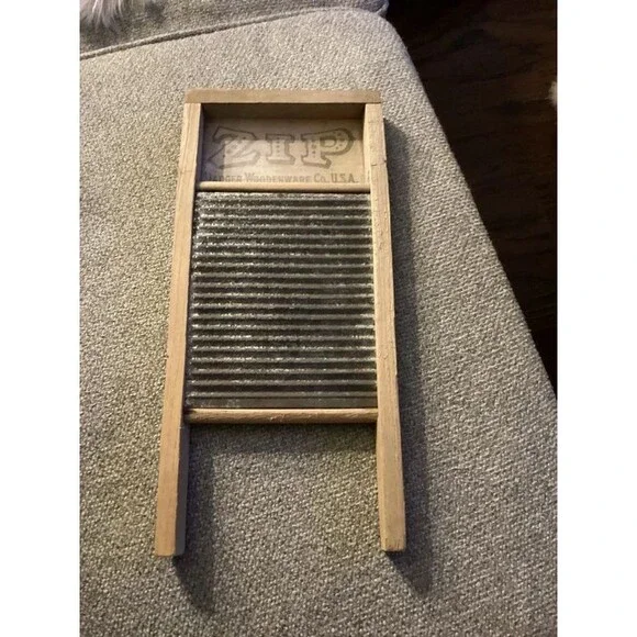 Small Wooden Washboard with ZIP advertising