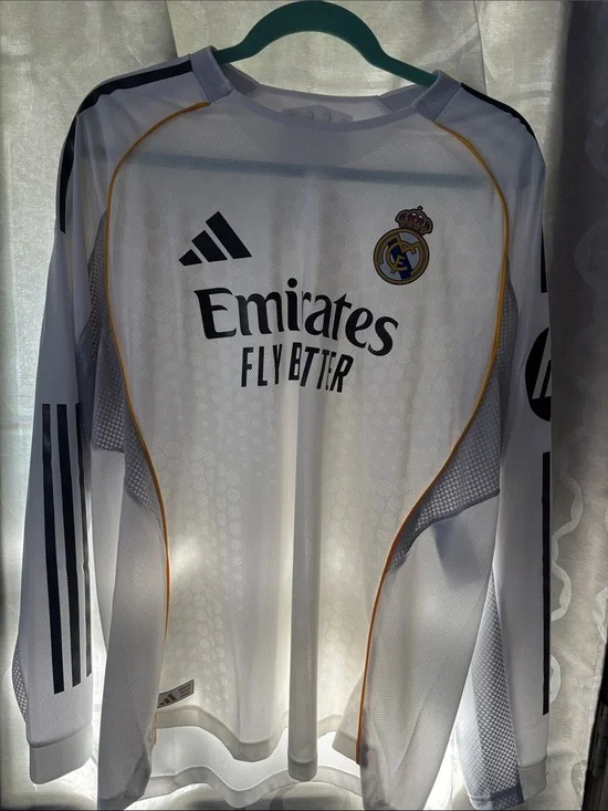Adidas Real Madrid Kids' Long-Sleeve White Home Jersey