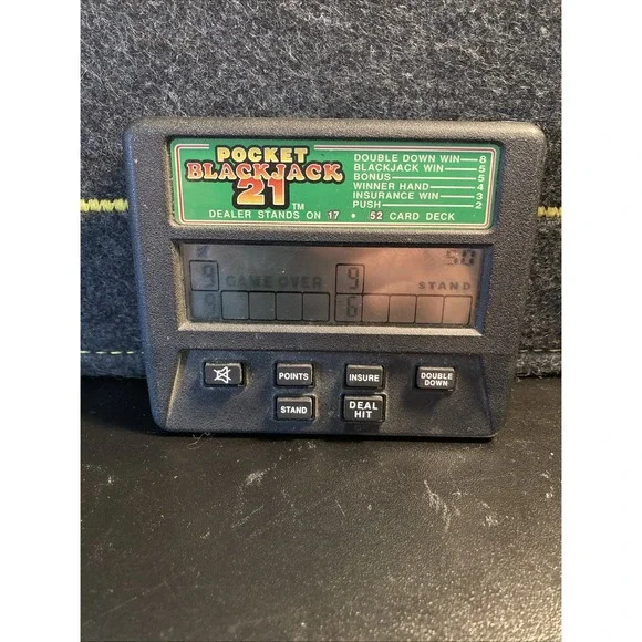 Pocket Blackjack 21 Radica Hand Held‎ Electronic Game Model 1350 Tested Works