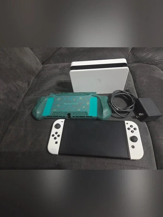 Nintendo Switch OLED 64GB Handheld Console Bundle Dock White Mumba Blade Case