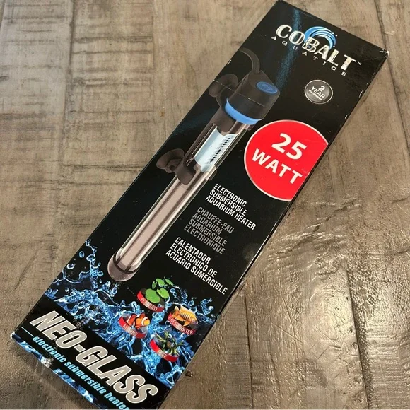 NWT Cobalt Aquatics Aquarium Heater Electronic Neo-Glass 25 Watts Submersible