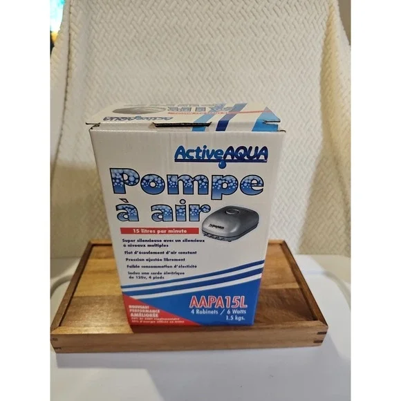 AAPA15L Active Aqua, 4 Outlets, 6W, 15 L/Min Air‎ Pump, Silver,Grey New In Box