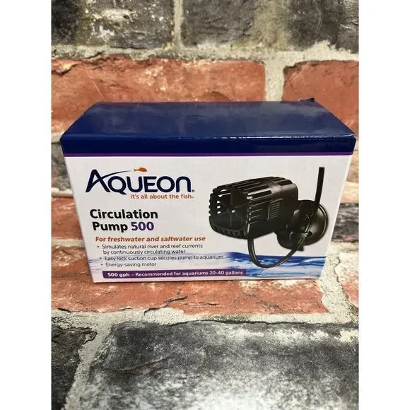 Aqueon Circulation‎ Pump 500 for 20-40 gallon Fish Tanks NIB