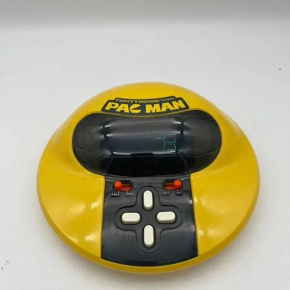 Vintage 1981 Tomytronic Pac-Man Handheld VFD Arcade Game Tomy Yellow Japan
