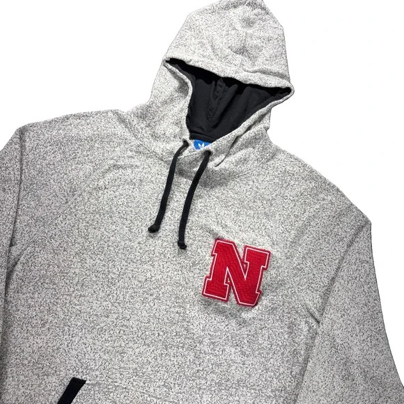 Vintage Nebraska‎ Cornhuskers adidas Sweatshirt Hoodie Mens Large Gray Knit