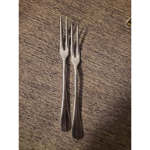 Pair Fondue Forks MCM Silvertone France Vintage h'orderves Appetizer