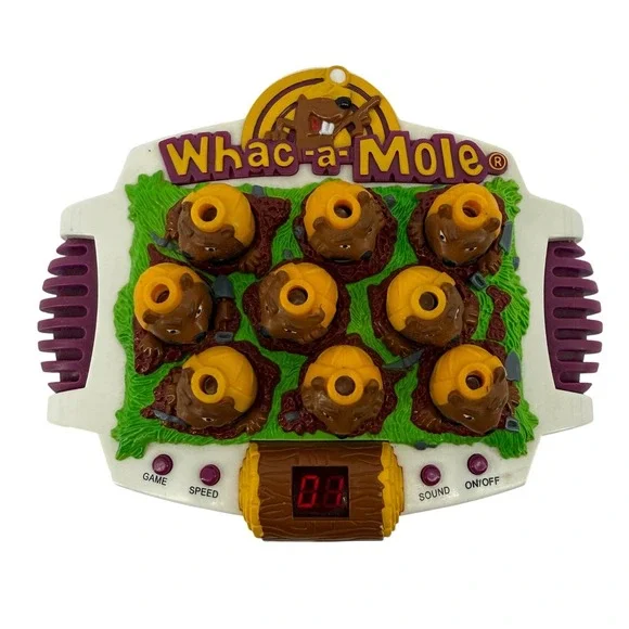 Vintage 1999 Whac a Mole Electronic Handheld‎ Game w/ Lights & Sound WORKS