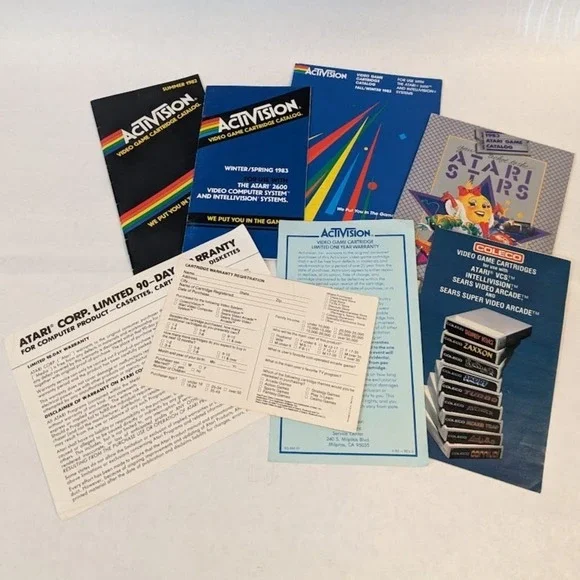 Vintage Atari Video Game Cartridge Mini Product Catalog Game Insert Lot 1982-83‎