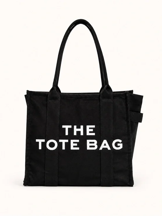 Black Canvas Tote Bag with White 'THE TOTE BAG' Logo