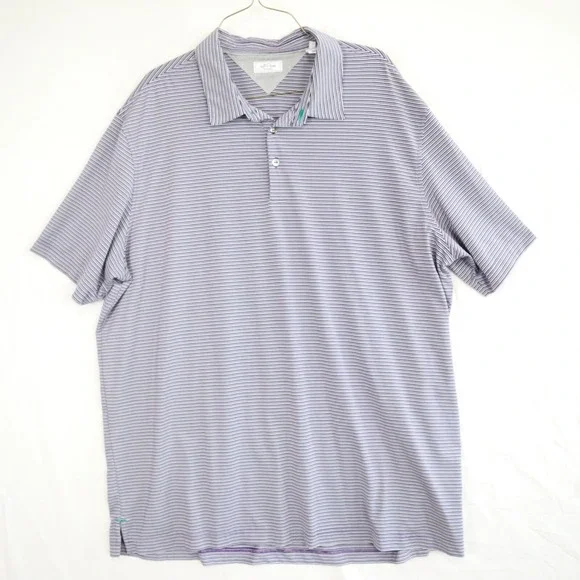 Adidas Polo Shirt Mens XL Adi Pure‎ Golf Performance Purple Striped Short Sleeve