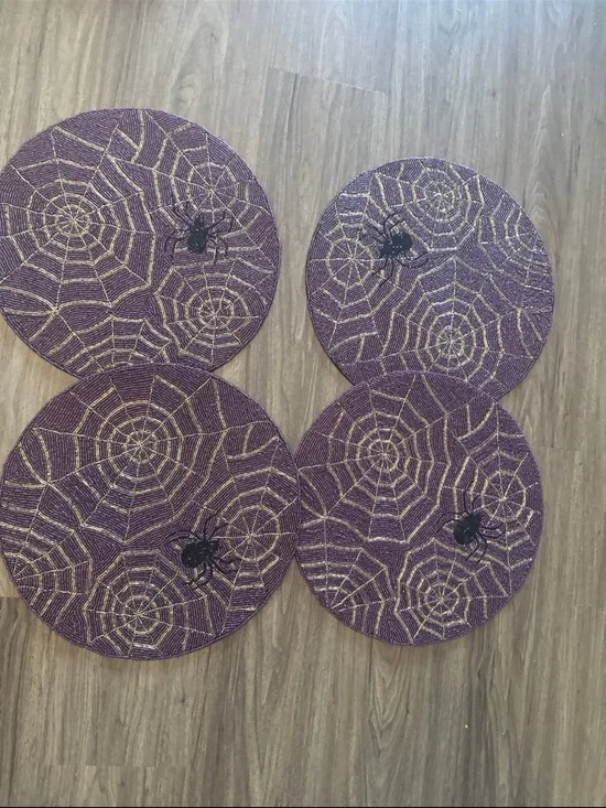 Tahari Purple and Gold Spider Web Round placemats - Set of 4