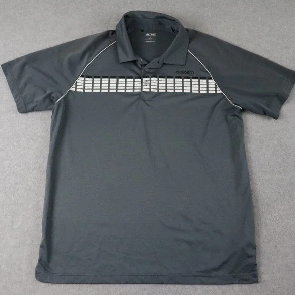 Adidas Golf‎ Polo Shirt Mens Large Adizero Performance Gray Short Sleeve