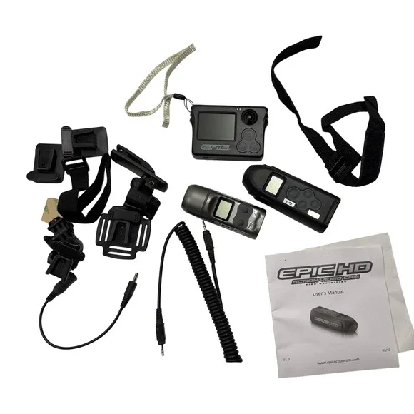 Epic HD Action Video Cam Bundle with Viewer Screen and Mounting Accessories