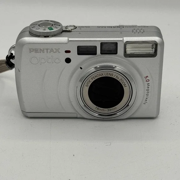 Pentax Optio 555 Digital Camera Silver 5.0MP 5x Optical Zoom Digicam Tested