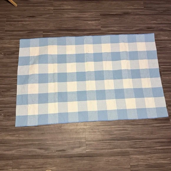 Blue White Plaid Indoor Outdoor Doormat Rug Western Layering Cute Porch Kitchen