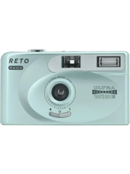 35mm Film Camera with 22mm Wide Lens, Panorama & Built-in Flash - Metallic Mint