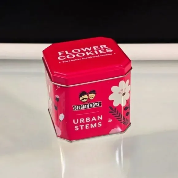 Belgian Boys Empty Tin Flower Cookies Box