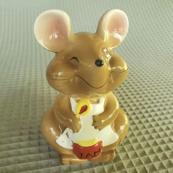 Vintage Winking Mouse Ceramic Jam Jar Sugar Bowl Made in Korea 5.5
