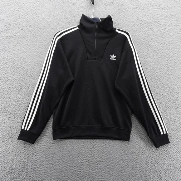 Adidas Originals Funnelneck Track Top Mens Small‎ Black White Retro NEW