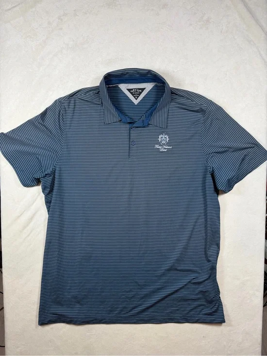 adidas 2XL AdiPure Trump National Doral Navy Blue Micro-Stripe Polo