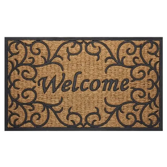 Geometric Entrance Door Mat, 100% Natural Coconut Husk Fibers & Non-Skid