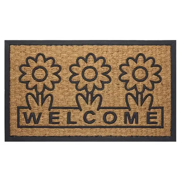 Geometric Entrance Door Mat, 100% Natural Coconut Husk Fibers & Non-Skid