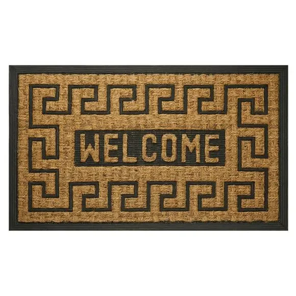 Geometric Entrance Door Mat, 100% Natural Coconut Husk Fibers & Non-Skid