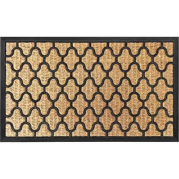 Geometric Entrance Door Mat, 100% Natural Coconut Husk Fibers & Non-Skid