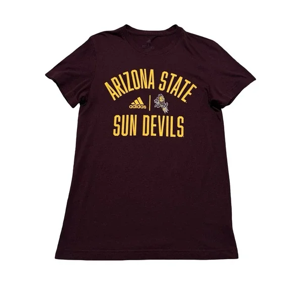 adidas Women's Arizona State Sun Devils T Shirt Red Size Small 17 x 28