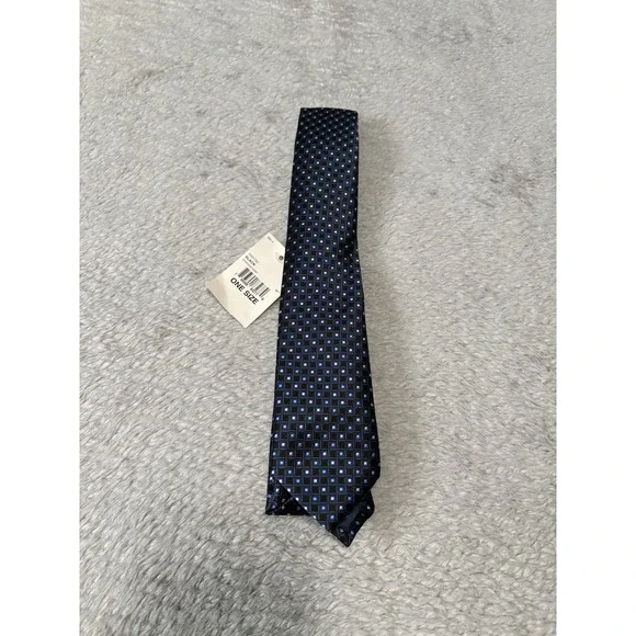 New Izod‎ Blue Geometric Blue Black Neck Polyester Dress Tie Slim Boys 54