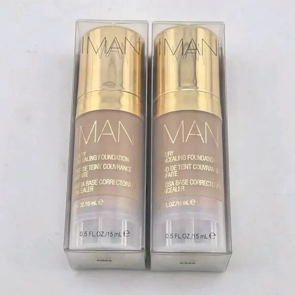 IMAN Luxury Concealing Foundation SAND 4 Set Of 2 NIB Sealed Paraben Free 0.5 oz