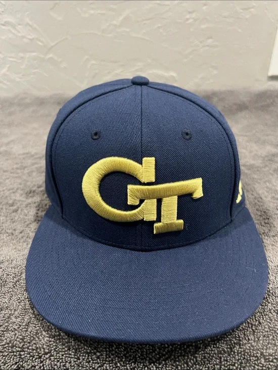 🔥🏈 New GEORGIA TECH YELLOWJACKETS College Adidas Fitted Flat Bill Hat Cap 7 1/8”