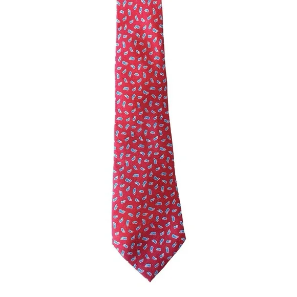 Vineyard Vines Boys Neck Tie Whale Red & Blue Holiday Silk USA‎ Made Hand made