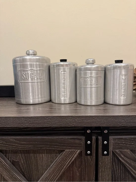 A.C. HELLER HOSTESS-WARE Aluminum Nesting Canister Set of 4 Made in ITALY MCM