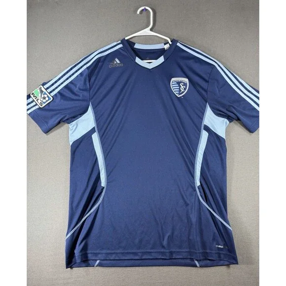 Sporting Kansas City Jersey Mens XL Blue 2011 MLS Soccer Shirt Adidas Football