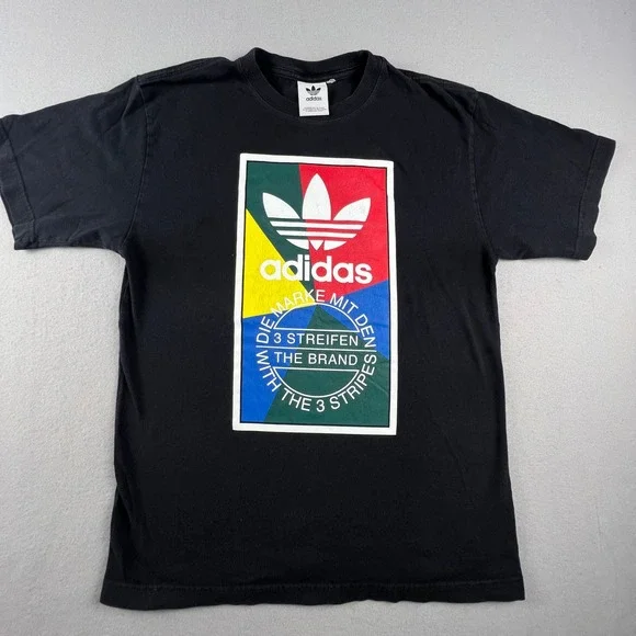 Adidas Graphic Tee Mens M Multi Color Trefoil Logo 3 Stripes Streetwear German