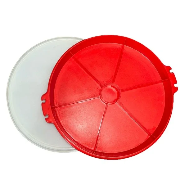 Vintage Tupperware‎ Party Veggie Platter Divided Tray 405-1 Paprika With Lid