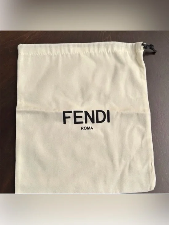 Fendi Cream and Black Logo Dust Bag 13x11